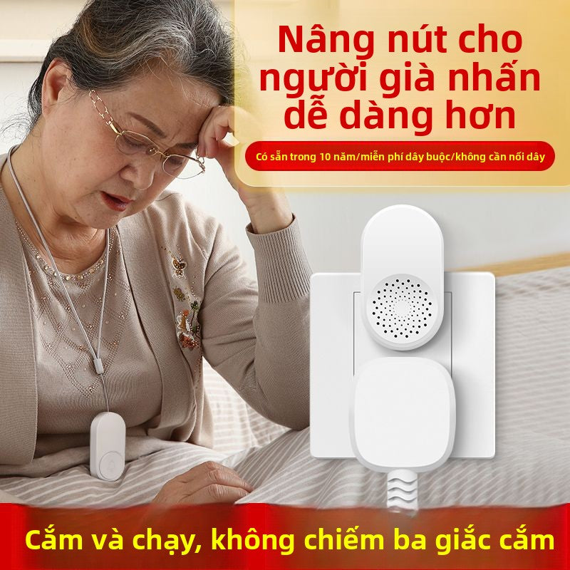 Chuông đeo cho người lớn tuổi không dây xa người già báo động đầu giường một cú nhấp chuột gọi đ