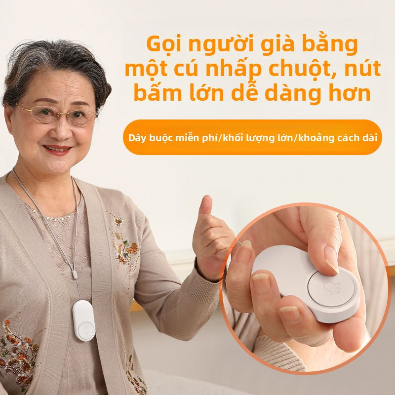 Chuông đeo cho người lớn tuổi không dây xa người già báo động đầu giường một cú nhấp chuột gọi đ