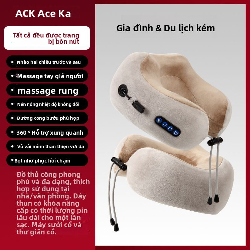 massage chữ U gối sưởi ấm gối cổ