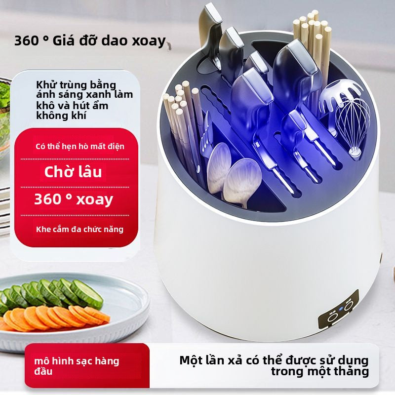 Khử trùng giá đỡ dao xoay giá đỡ đũa đa chức năng thìa ống bếp mặt bàn giá đỡ dao làm bếp lồng đũa đ