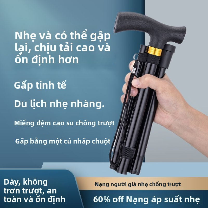 [Mẫu mới] Cây gậy leo núi có thể gập lại mang theo cây gậy leo núi ngoài trời của người già siêu nhẹ