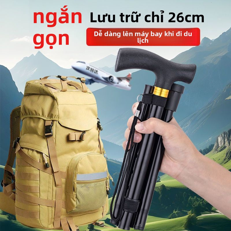 [Mẫu mới] Cây gậy leo núi có thể gập lại mang theo cây gậy leo núi ngoài trời của người già siêu nhẹ