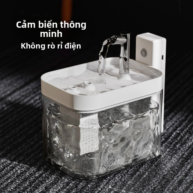 Máy uống nước mèo không cắm điện không dây cảm ứng vật nuôi uống nước thông minh máy uống nước tự độ