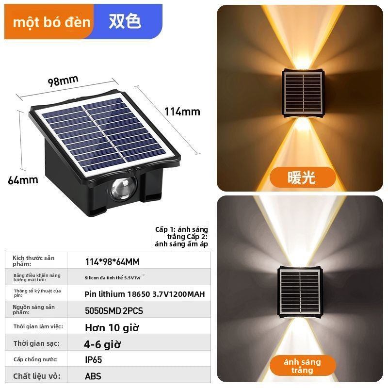Đèn sân năng lượng mặt trời mới ngoài trời không thấm nước bên ngoài tường trang trí ngoài trời tườn