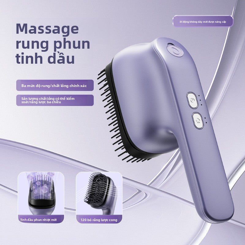 Lược massage tinh dầu lược lớn phun tinh dầu nguyên tử hóa di động ánh sáng đỏ đầu massage chăm sóc