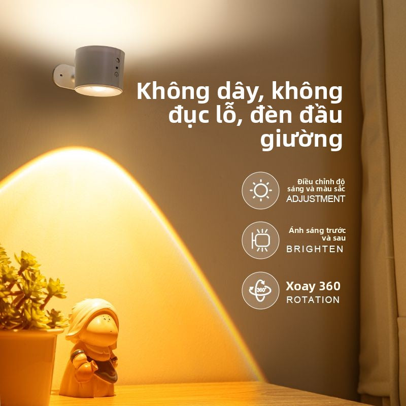 Đèn chiếu sáng sạc mới miễn phí dây miễn phí đục lỗ đèn led gia đình không dây tường nền điều khiển