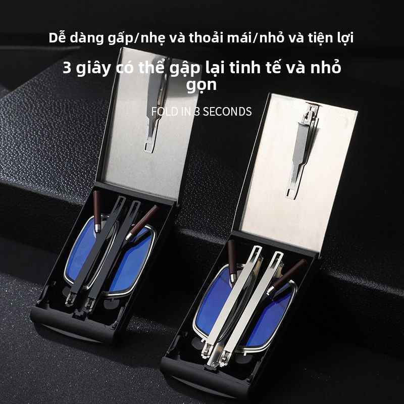 Kính đọc sách cao cấp phong cách nước ngoài cao cấp HD chống ánh sáng xanh chống mệt mỏi nam nữ gấp