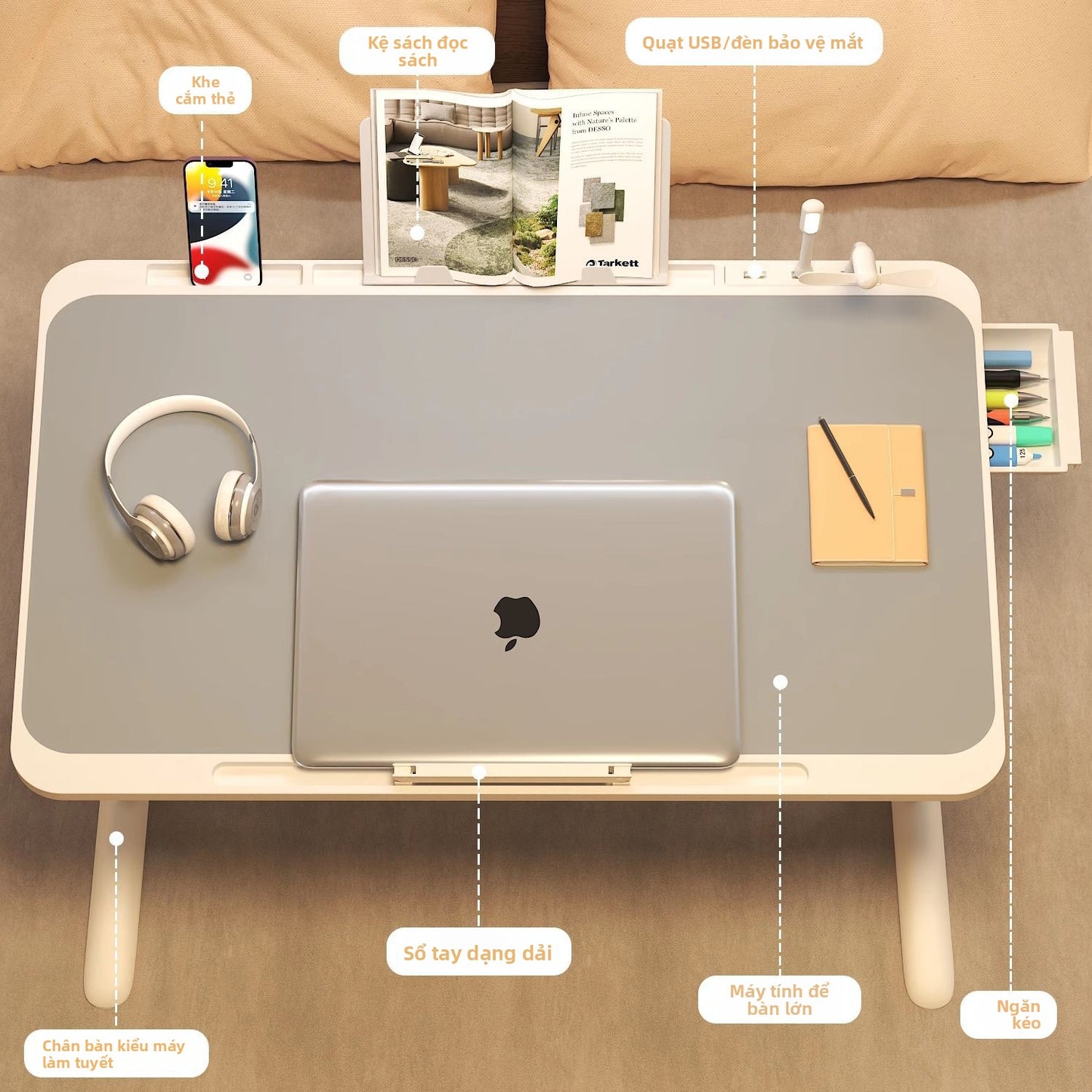 Bàn trên giường bàn nhỏ phòng ngủ gia đình ngồi bàn gấp đơn giản ký túc xá sinh viên học giường b (Copy)