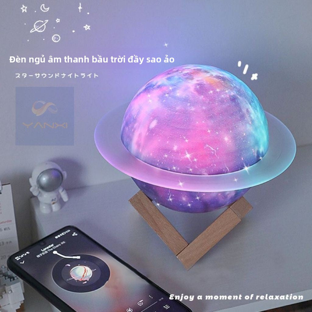 Loa Bluetooth Star mới đèn ngủ nhỏ loa siêu trầm âm thanh bầu không khí đèn bàn cao cấp tặng quà sin
