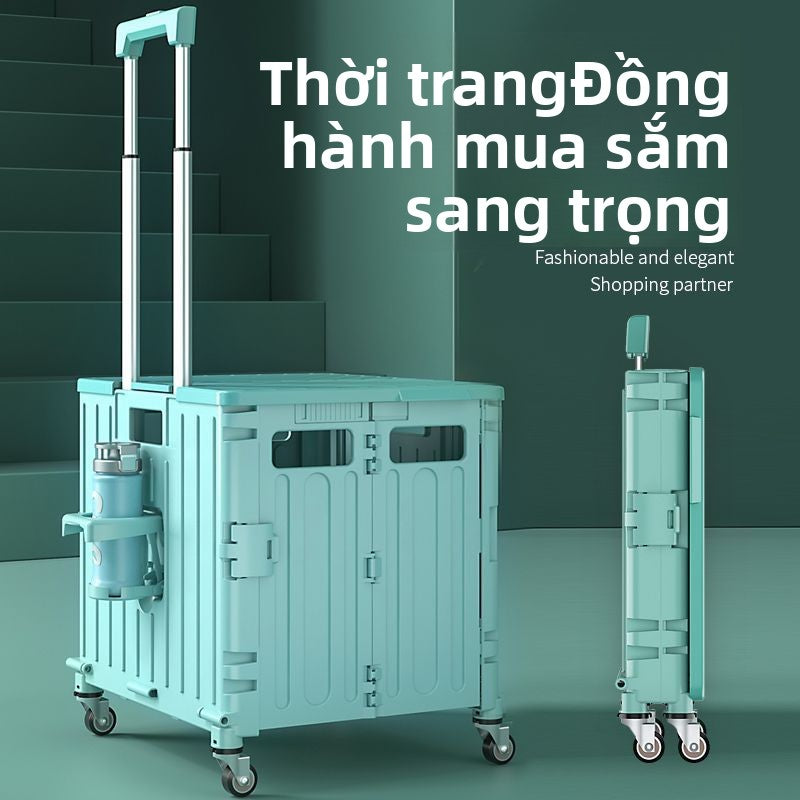 xe kéo nhỏ Ngoài trời cắm trại mua thức ăn xe kéo nhỏ xe đẩy nhỏ đặt quầy hàng tay trailer gấp giỏ hàng di động