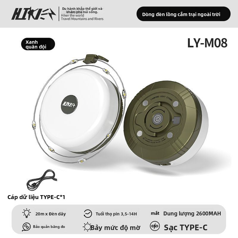 Đèn cắm trại ngoài trời sạc siêu dài độ bền di động treo lều trại màn trời đèn led