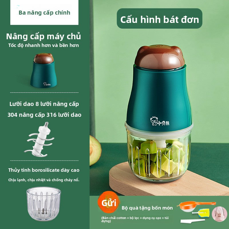 Máy  xay thực phẩm bổ sung gấu Xiao Bei, bộ dụng cụ thực phẩm bổ sung cho bé, đồ tạo tác mài bùn, máy thự