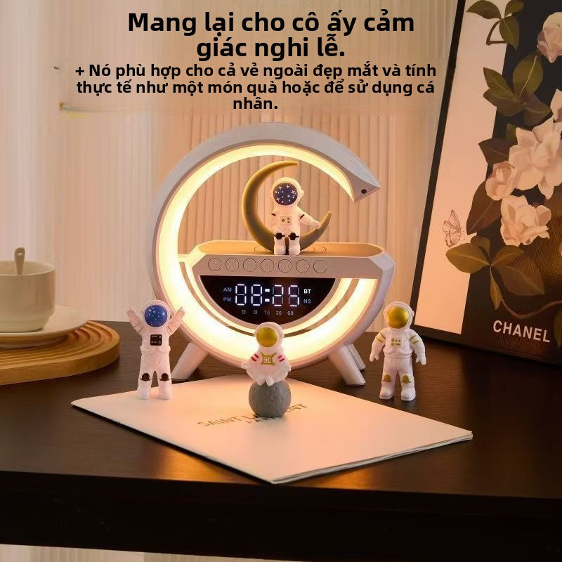 Loa Bluetooth phô trương đèn không khí đồng hồ báo thức đi kèm với đồng hồ ánh sáng phô trương sạc k