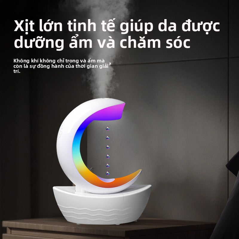 Máy tạo độ ẩm loa Bluetooth chống trọng lực mới của tàu mặt trăng, đèn bầu không khí bảy màu, lượng