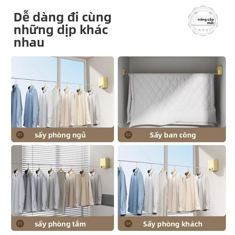 dây phơi quần áo cổ vật trong nhà miễn phí đục lỗ nhà vệ sinh mở rộng ban công dây thép giá đỡ
