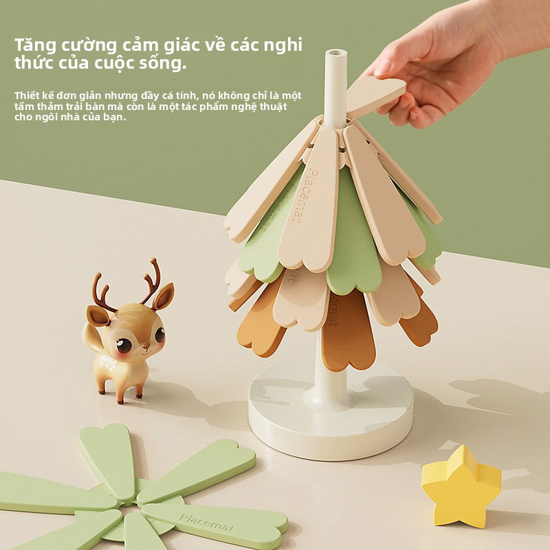 Miếng lót bàn Giáng sinh cây nhỏ cách nhiệt thảm sáng tạo chống nóng silicone bàn thảm một cây cố