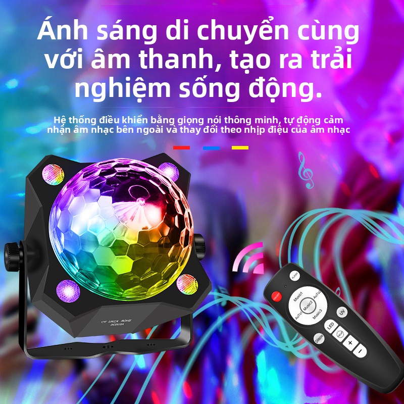 Đèn LED ánh sáng tím đèn sân khấu nhấp nháy điều khiển bằng giọng nói bảy màu LED sân
