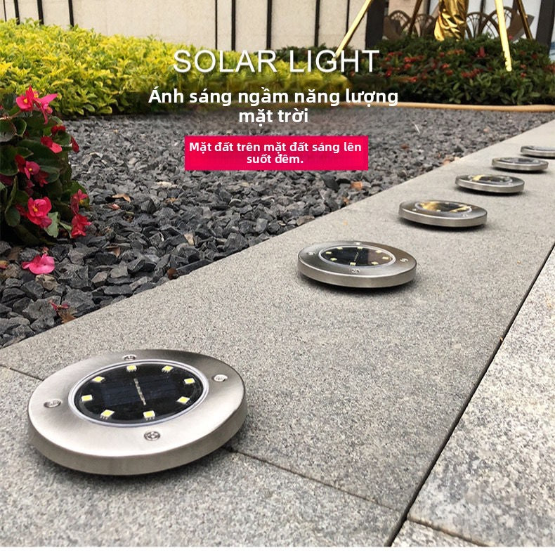 Đèn năng lượng mặt trời chôn đất mặt trời đèn sân trong nhà ngoài trời đèn sân trong biệt thự cắm cỏ đèn thép không gỉ cắm đ