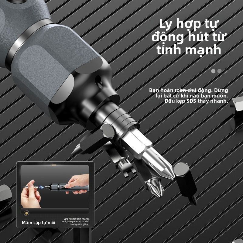 Máy tuốc nơ vít điện cao cấp đa chức năng gia đình Olead đầy đủ bộ pin lithium cao cấp tự tích hợp ố