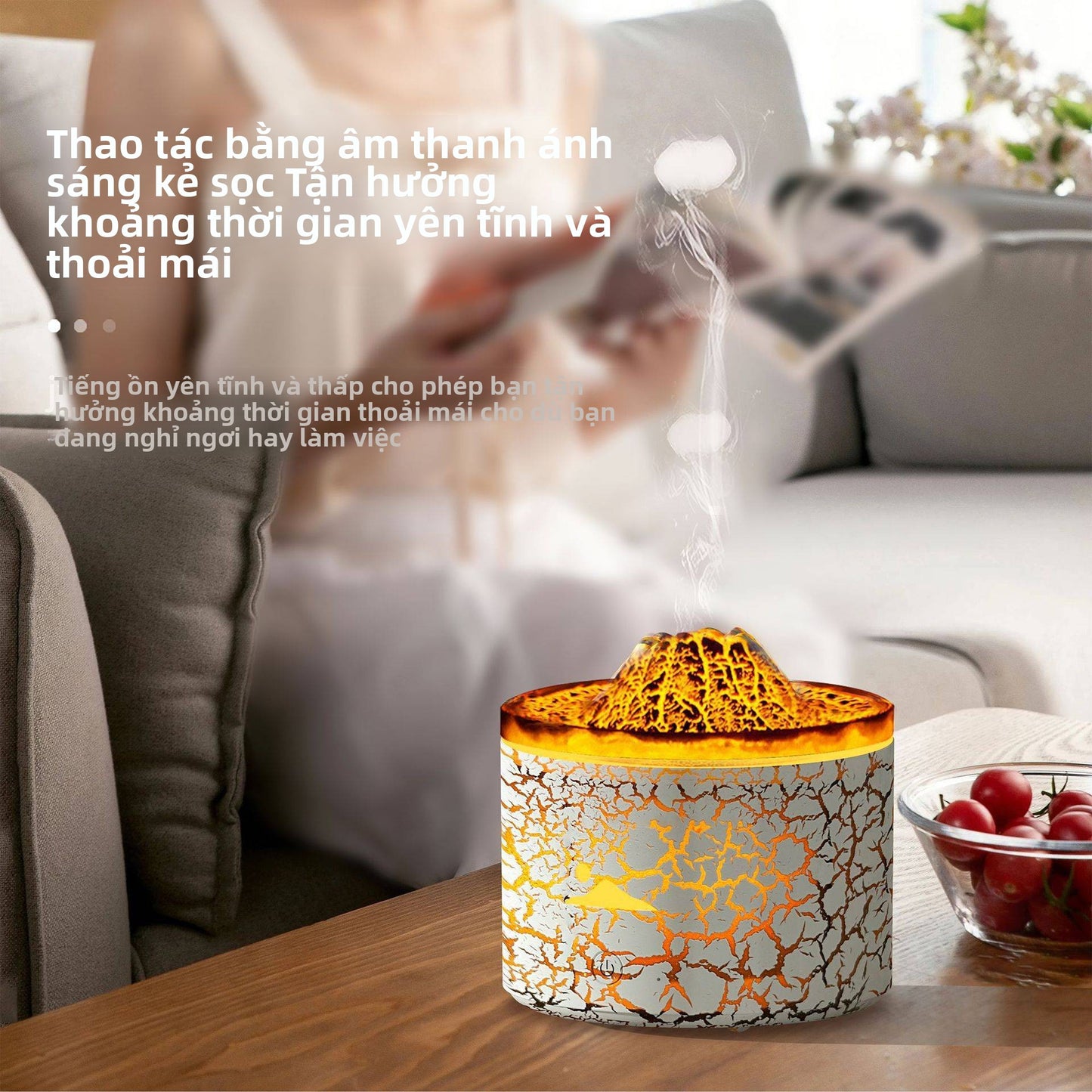 Máy tạo hương thơm núi lửa Máy tạo độ ẩm ngọn lửa Máy mở rộng hương thơm không kh