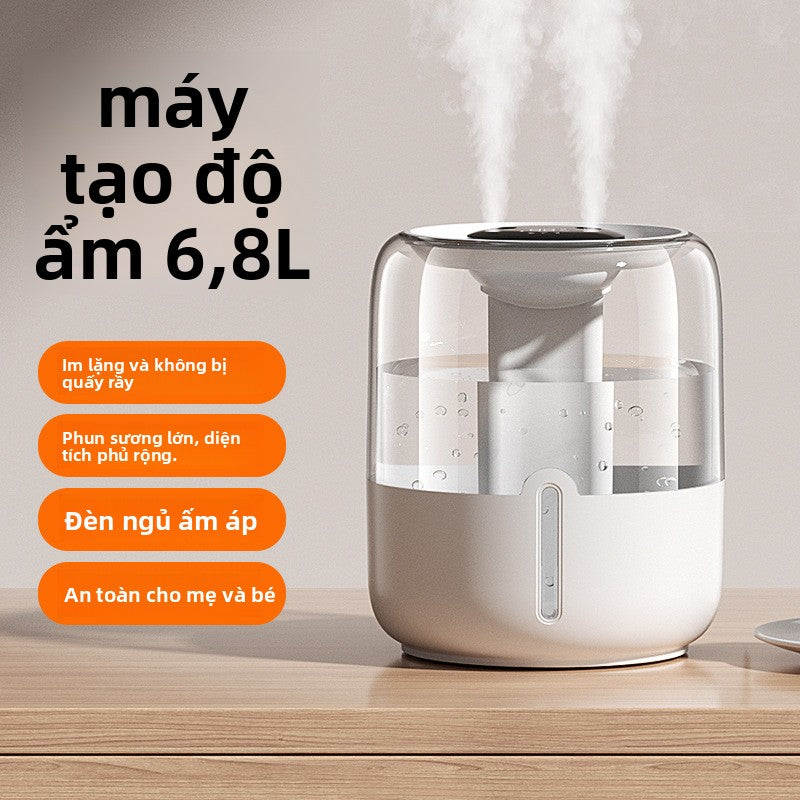Máy tạo độ ẩm công suất lớn 6.8L mới USB đôi phun nhà ký túc xá văn phòng phòng phòng ngủ bàn làm vi