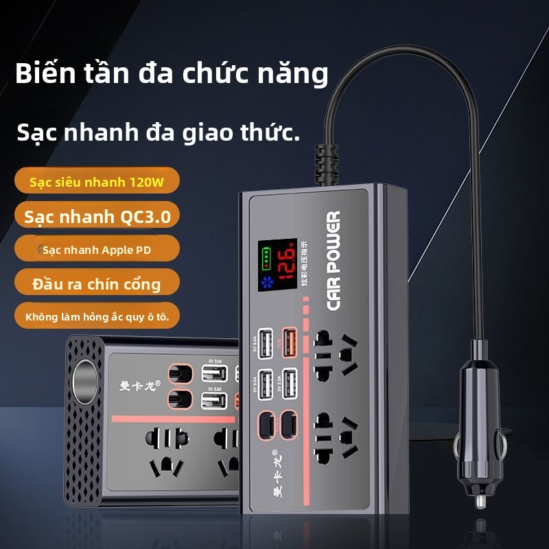 Bộ chuyển đổi điện 220v cho xe ô tô, lỗ sạc tẩu