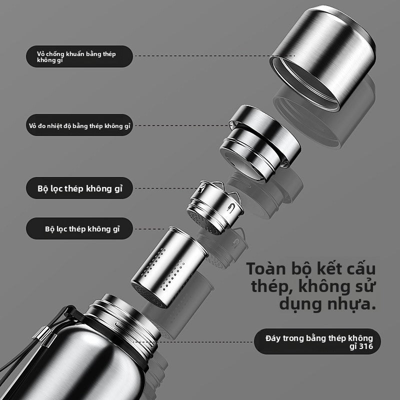 Bình giữ nhiệt Thép đầy đủ 316 thép không gỉ công suất lớn giữ nhiệt cốc nước pha trà giữ nhiệt cốc nước trà thể dụ