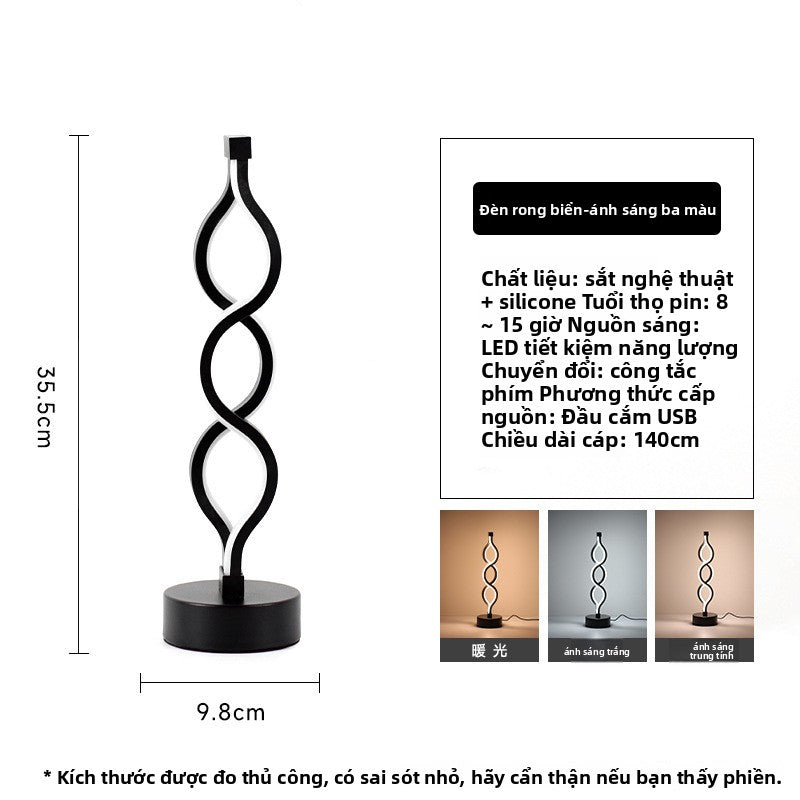 Đèn bàn Bắc Âu đèn đầu giường phòng ngủ đèn LED sáng tạo cá tính thanh không khí đèn ins gió giá trị