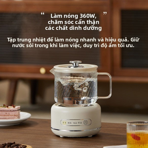 Nồi hầm một ấm nhiệt độ không đổi nhỏ văn phòng thủy tinh đun nước đa chức