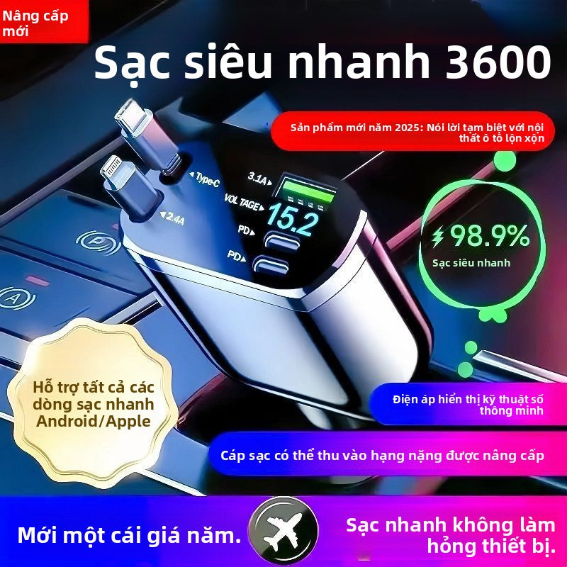 sạc xe cổng tẩu ô tô cả apple và android