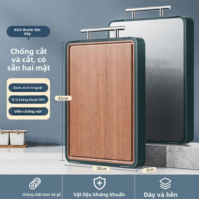 Gỗ đàn hương đen thép không gỉ hai mặt thớt chống vi khuẩn chống nấm mốc nhà bếp gia đình thớt dày l