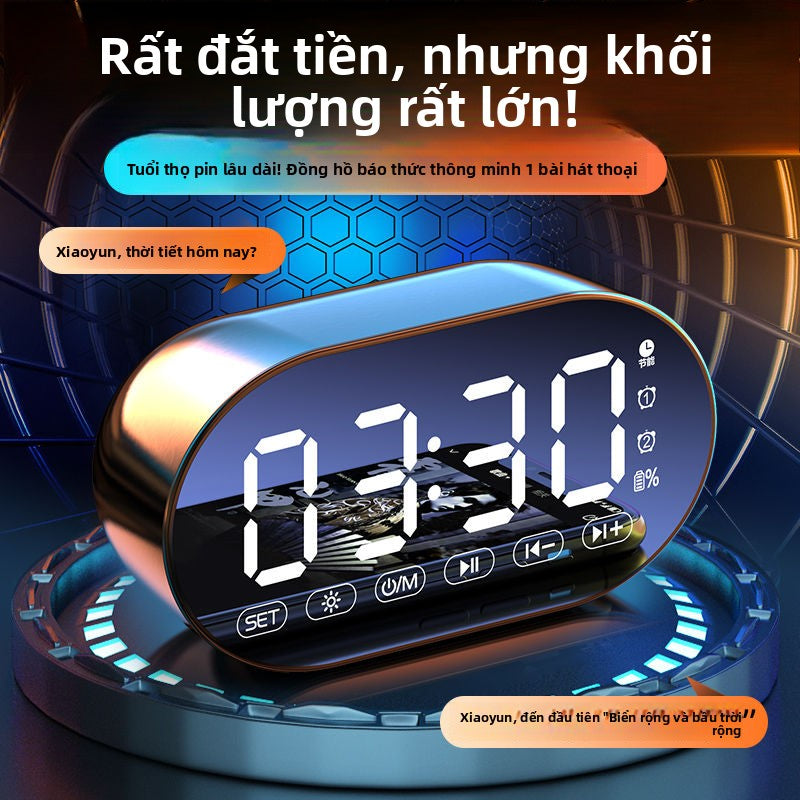 Đồng hồ báo thức AI loa Bluetooth sinh viên có thể sạc lại ký túc xá loa siêu trầm đa chức năng nhận