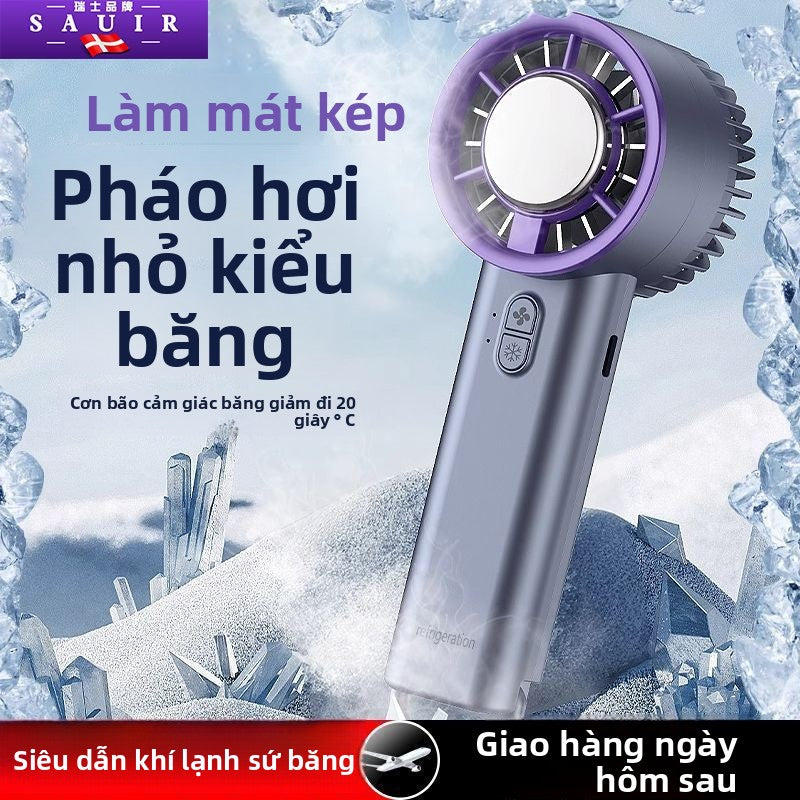 Quạt cầm tay ngoài trời di động xách tay mới làm mát đá chườm phun051