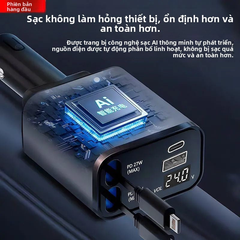 sạc xe cổng tẩu ô tô cả apple và android