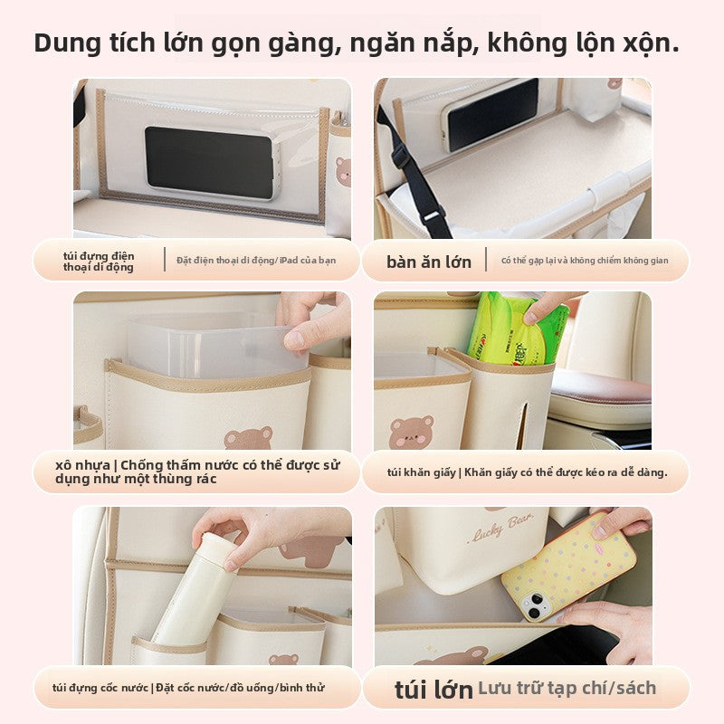 Túi lưu trữ túi treo dễ thương gấu thỏ xe ghế sau lưu trữ túi đa chức năng bàn ăn