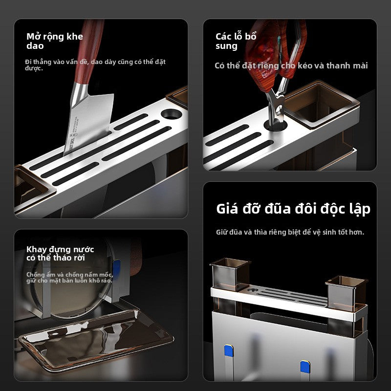 Giá đỡ nhà bếp  inox 304 giá đỡ dao thép không gỉ giá đỡ bếp giá treo tường đa chức năng dao cắt đũ