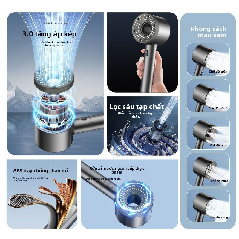 Vòi hoa sen tăng áp kèm với bộ lọc nước