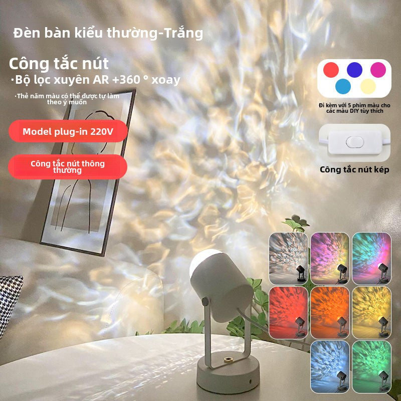 Đèn bàn sóng nước đỏ Omei Younet xoay tâm trạng