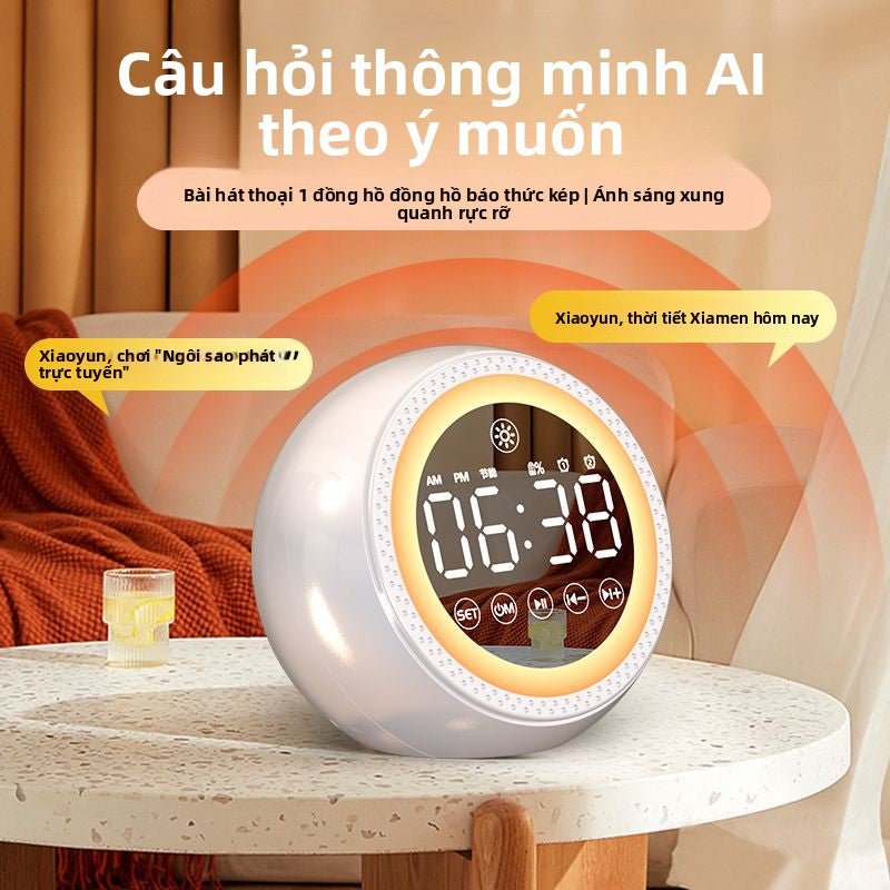đồng hồ báo thức  kèm loa bluetooth Đa chức năng AI thông minh thoại đồng hồ báo thức loa bluetooth dành riêng cho sinh viên loa siêu tr