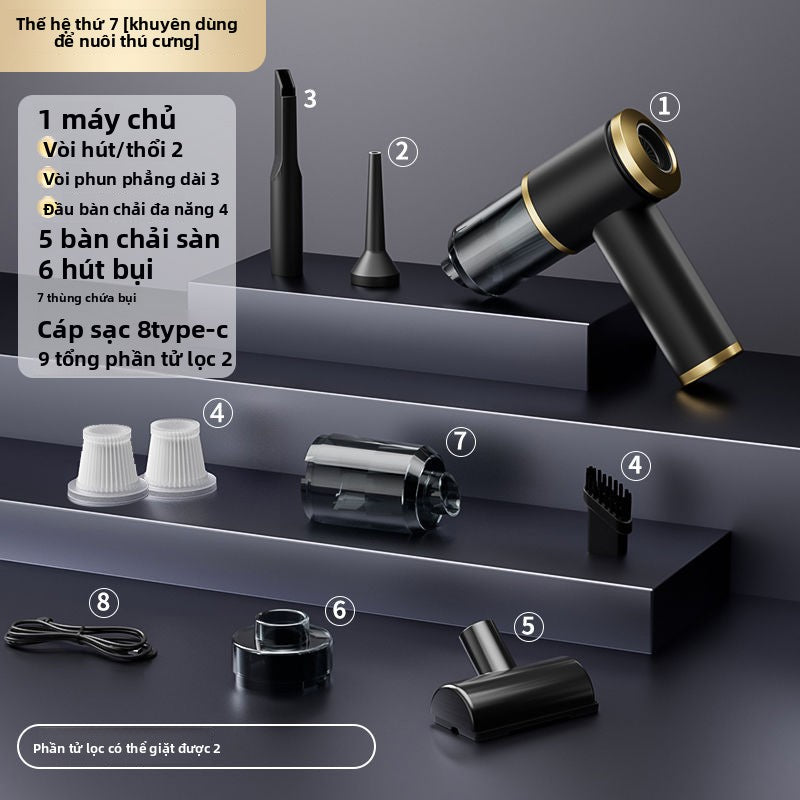 hút bụi lực hút lớn siêu mạnh xe sử dụng không dây nhỏ cầm tay thổi hút hút tất cả trong một máy sử dụng kép xe