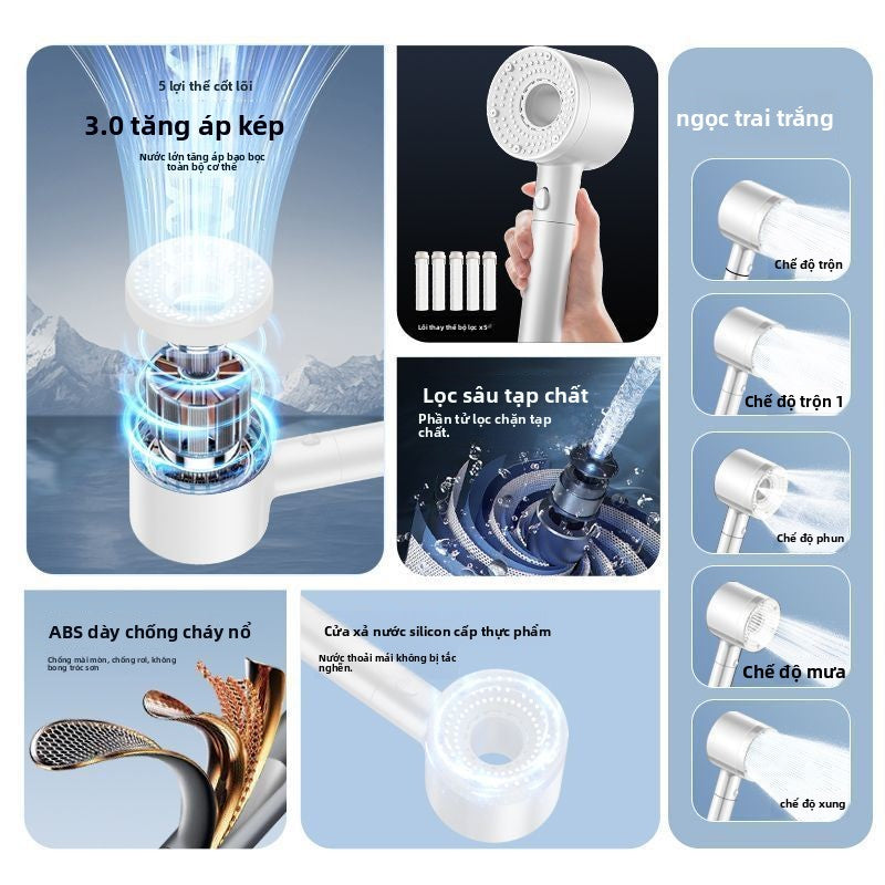 Vòi hoa sen tăng áp kèm với bộ lọc nước