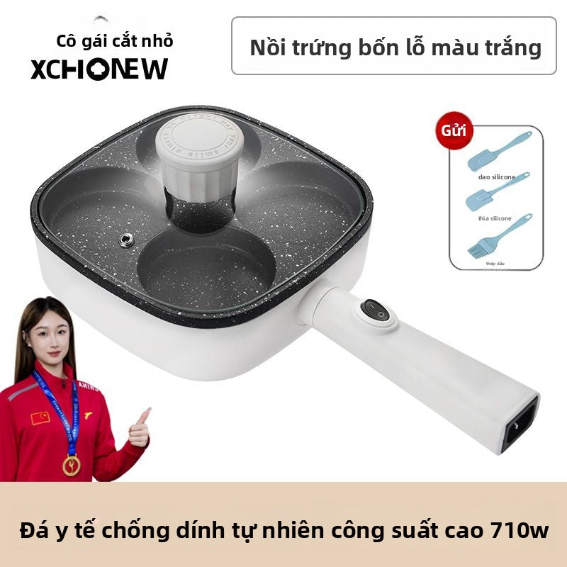 Nồi chiên ăn sáng đa chức năng gia đình bốn lỗ cắm điện không dính nồi chiên trứng rán đáy phẳng bán