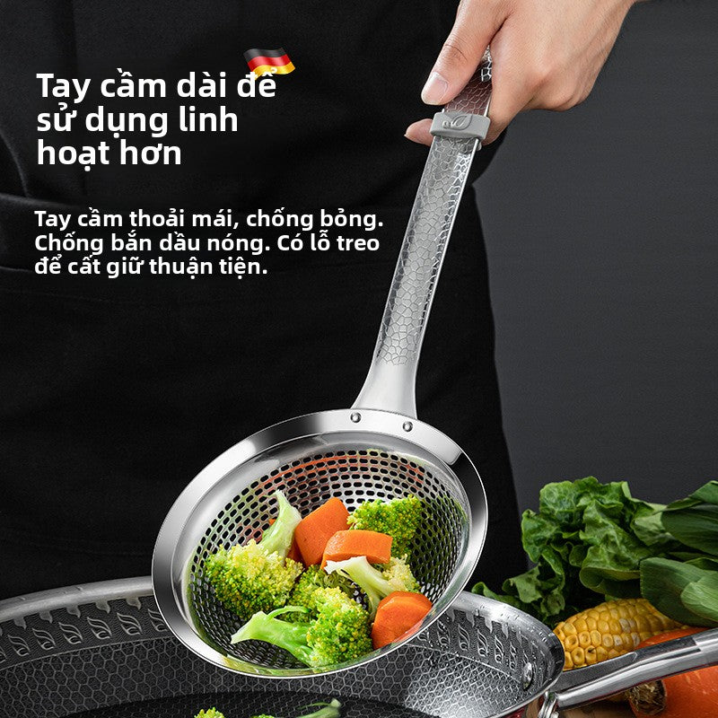 muỗng 304 thép không gỉ gia đình nhà bếp lọc lưới lớn hàng rào làm bánh bao chiên lẩu làm