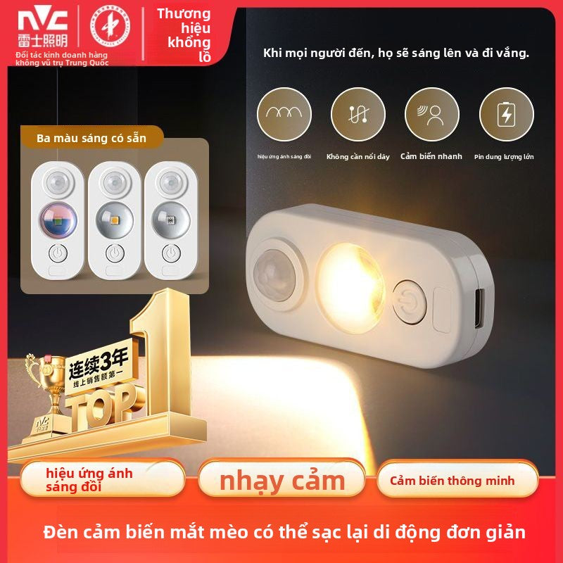 Rexie chiếu sáng led sạc cảm ứng đèn ngủ miễn phí đục lỗ độ bền lâu miễn phí dây dán tủ hành lang đè
