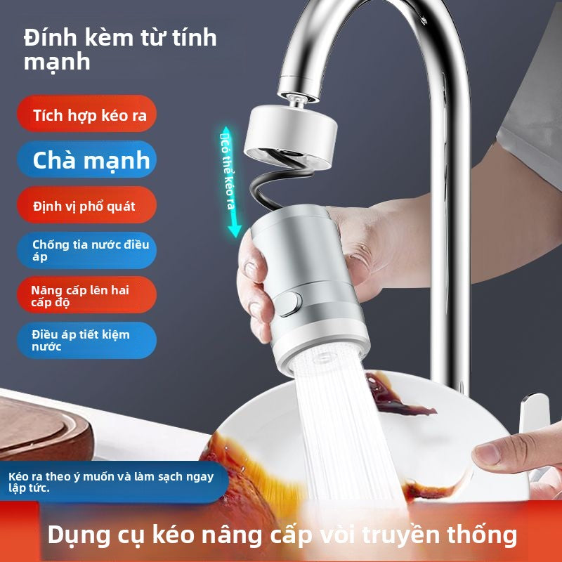 Vòi nước Nhà bếp rửa bát chậu kéo miệng nước đa chức năng vòi nước mở rộng vạn hướng chung tăng áp chống giật