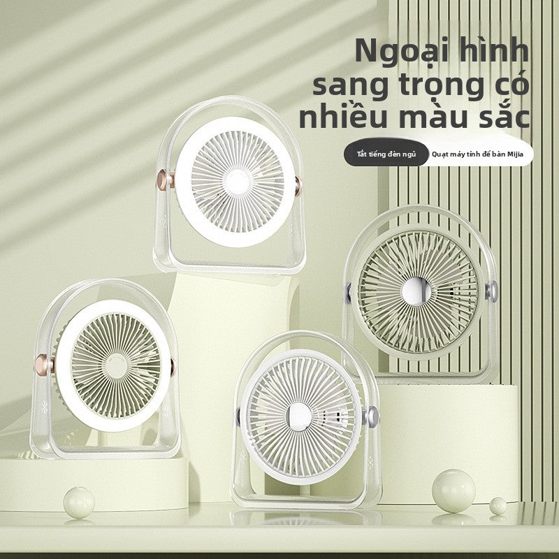 Mùa hè thiết bị gia dụng máy tính để bàn quạt ngoài trời di động khối lượng gió lớn ánh sáng sạc min