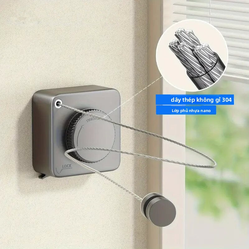 Dây phơi quần áo trong nhà miễn phí đục lỗ có thể thu vào dây phơi quần áo vô hình treo tường ban cô
