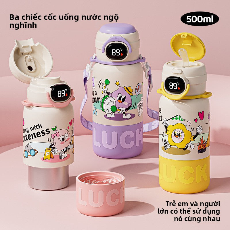 Bình giữ nhiệt trẻ em đi học bình uống nước cho học sinh tiểu học  mới giá trị màu sắc cao thép