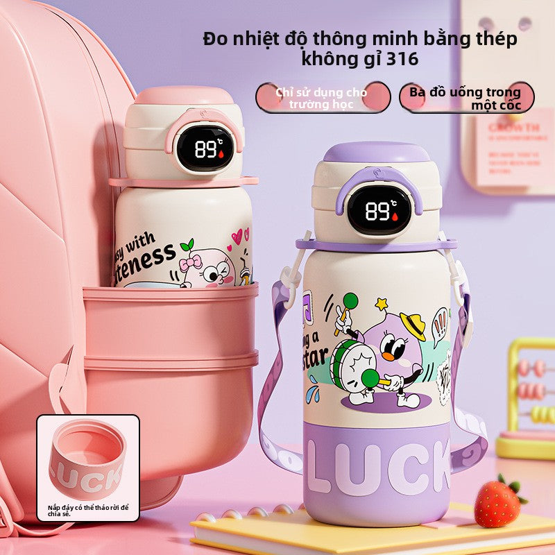 Bình giữ nhiệt trẻ em đi học bình uống nước cho học sinh tiểu học  mới giá trị màu sắc cao thép