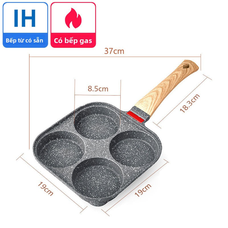 Chảo chiên bốn lỗ có nắp không dính nấu được bếp từ